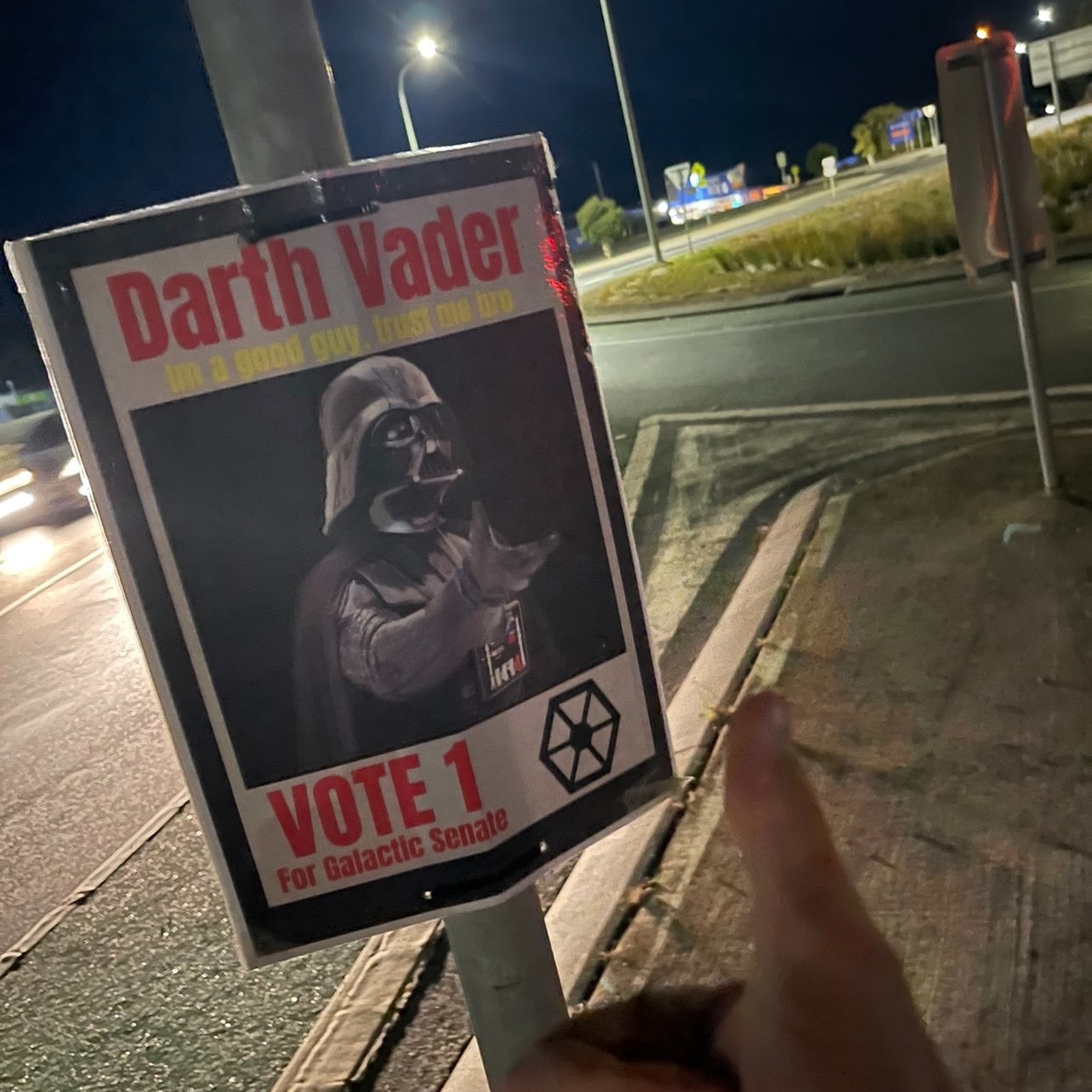 Star Wars election sign Darth Vader Tasmania