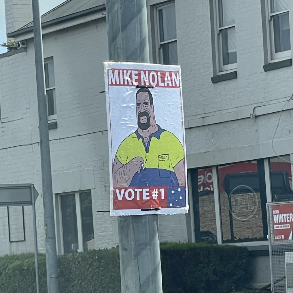 Parody fake election sign Tasmania