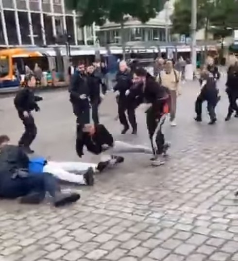 Female cop runs away during Mannheim Muslim stabbing attack