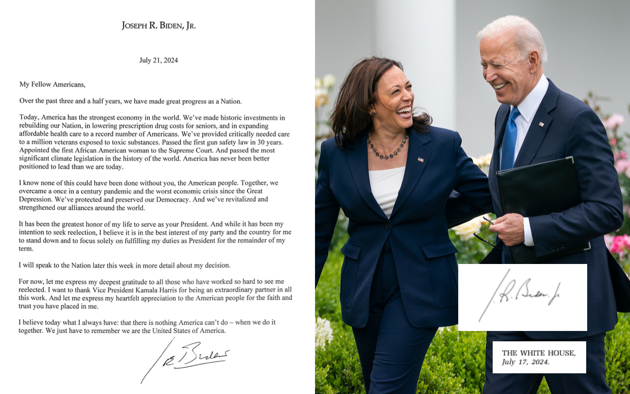 Joe Biden's withdrawal letter has 'fake' signature