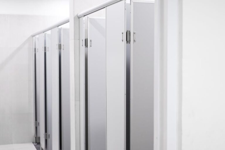 Close-Up Shot of Toilet Partitions